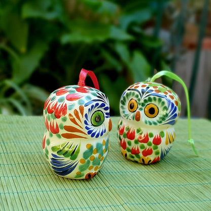 Ornament Owl Round 3D figure 2.8 in H Set of 2 MultiColors