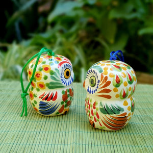 Ornament Owl Round 3D figure 2.8 in H Set of 2 MultiColors