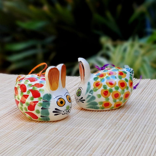 Ornament Rabbit 3D Figure 2.2 in H Set of 2 pieces MultiColors
