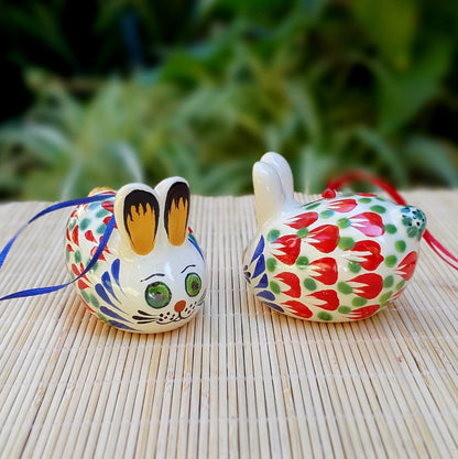 Ornament Rabbit 3D Figure 2.2 in H Set of 2 pieces MultiColors