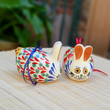 Ornament Rabbit 3D Figure 2.2 in H Set of 2 pieces MultiColors