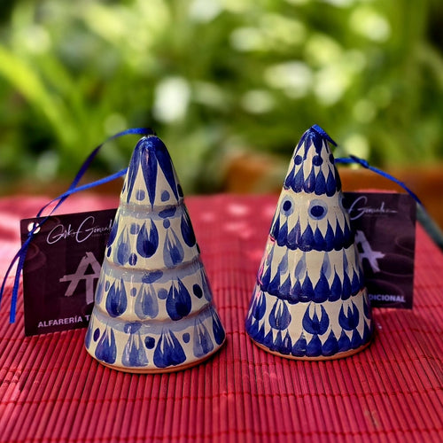 Ornament Christmas Tree 3D figure Set of 2 Blue and White