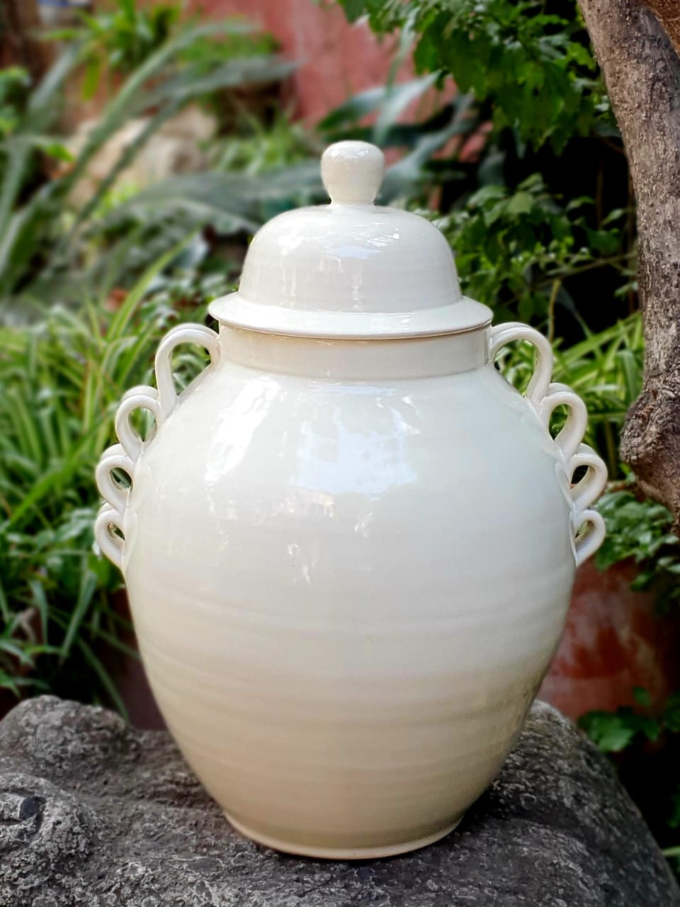 Decorative Vase Large Gto Jar 16.5" H White