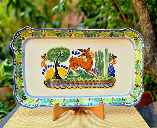 Deer Tray / Serving Rectangular Platter 16.9"x10.6" MultiColors