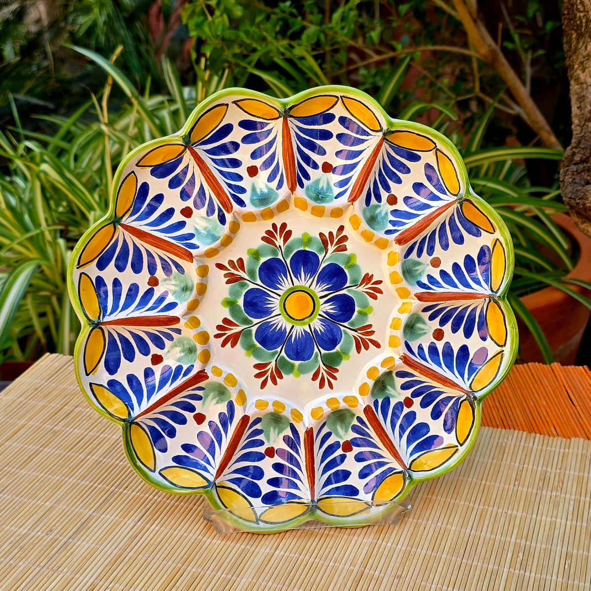 Deviled Eggs / Snack Plate Flower Shape 10" D MultiColors