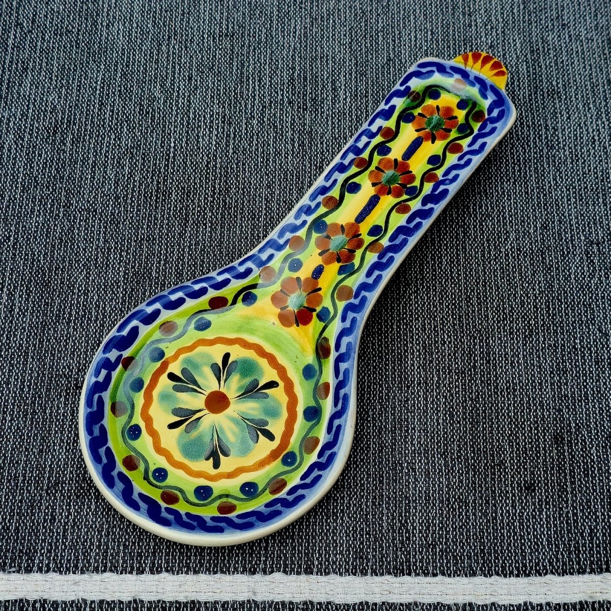 Flower Round Spoon Rest 9.1 x 3.7 in - Happy Borders MultiColorsSpoon RestGorky Gonzalez Store240719 - 14