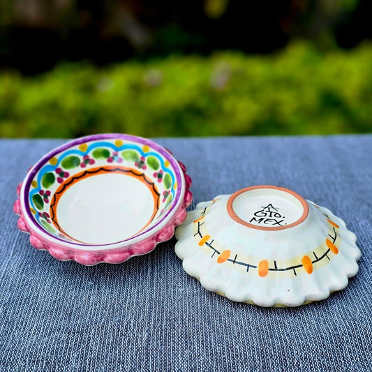 Flower Snack Bowl 5 in D Set of 2 Happy BordersSaucersGorky Gonzalez Store240726 - 01