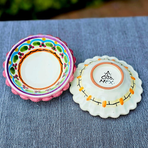 Flower Snack Bowl 5 in D Set of 2 Happy BordersSaucersGorky Gonzalez Store240726 - 01