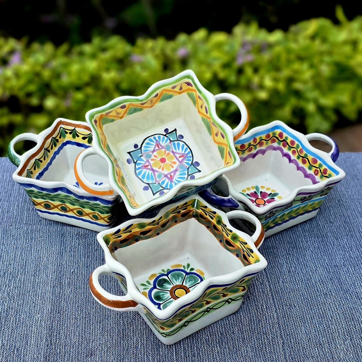 Flower Square Basket 4.7in W X 3in H Set of 4 Happy BordersSaucersGorky Gonzalez Store240726 - 06