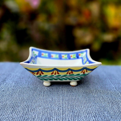 Flower Square footed saucer 5x5 in Happy BordersSaucersGorky Gonzalez Store240726 - 08