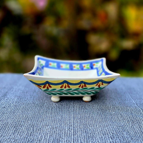 Flower Square footed saucer 5x5 in Happy BordersSaucersGorky Gonzalez Store240726 - 08