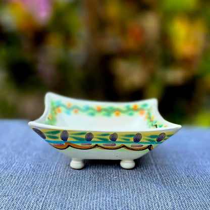 Flower Square footed saucer 5x5 in Happy BordersSaucersGorky Gonzalez Store240726 - 09