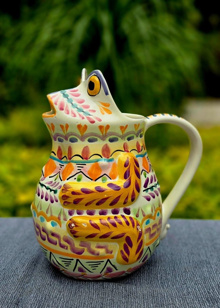 Mexican Ceramics Water Frog Pitcher 50 Oz Mayolica art from Mexico