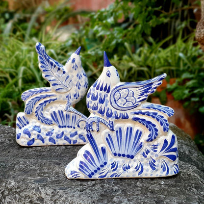 Dancing Birds Shape Figurine for Table Blue and White
