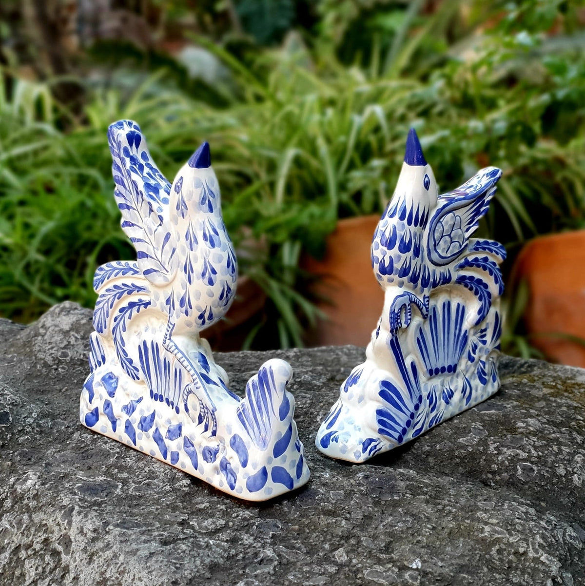 Dancing Birds Shape Figurine for Table Blue and White