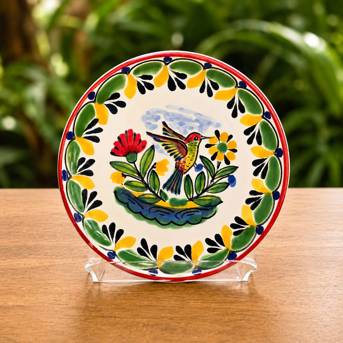 HummingBird Bread Plate / Tapa Plate 6.3" D MultiColors