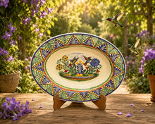 HummingBirds medium oval platter 16.*11.8 in MultiColors