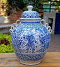 Decorative Vase Cazador Pattern 16.5" H Blue and White