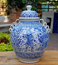 Decorative Vase Cazador Pattern 16.5" H Blue and White