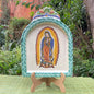 Retablo Señora de Guadalupe 8.9" Alto Colores Verde-Amarillo