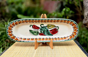 Chiles Peppers Oval Long Plate 17.3*5.5" MultiColors