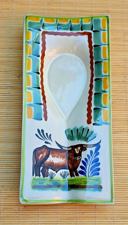 Longhorn Rectangular Spoon Rest 10.6 x 5.2 in - MultiColors