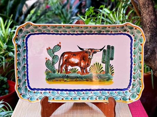 LongHorn Tray Rectangular Platter 16.9"x10.6" MultiColors