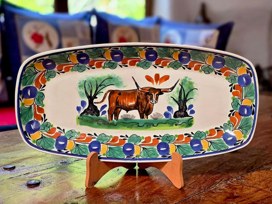 LongHorn Rectangular Long Platter 14.6 X 7.1 in MultiColors