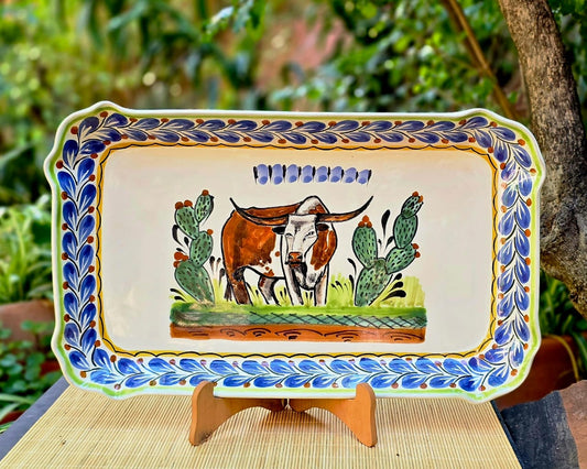 LongHorn Tray Rectangular Platter 16.9"x10.6" MultiColors