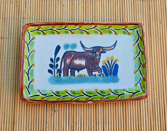 Longhorn Bread Rectangular Plate / Tapa Plate 5.5x3.9" MultiColors