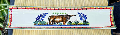 Longhorn Canoe Snack Dish / Tray 17.7 in L MultiColors