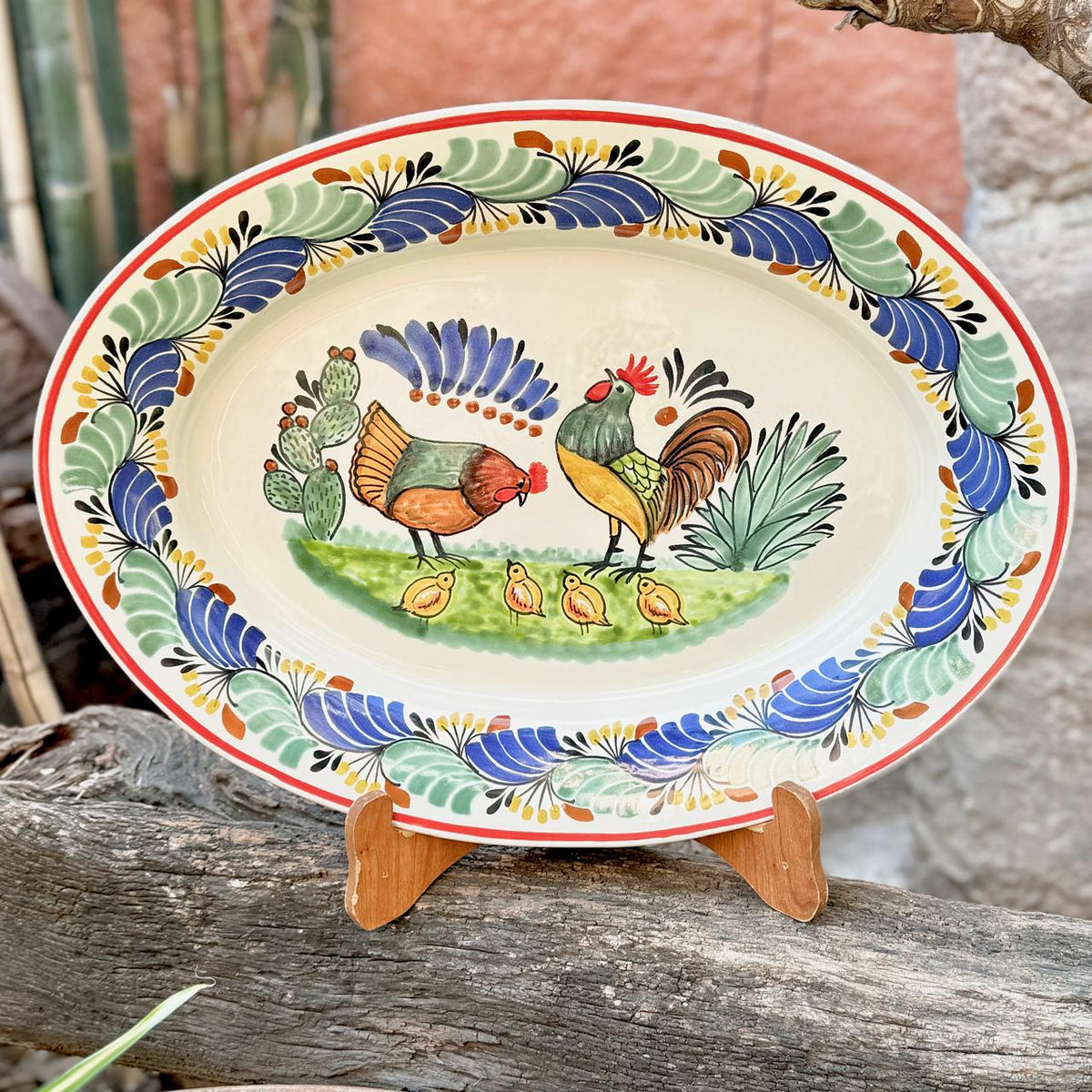 Plato ovalado decorativo/para servir de la familia Gallo, multicolor 