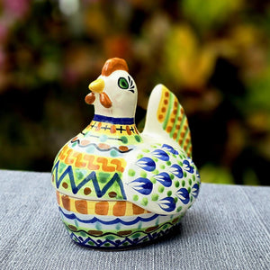 Figura Pollo Hucha Colores Amarillo-Verde-Terracota 