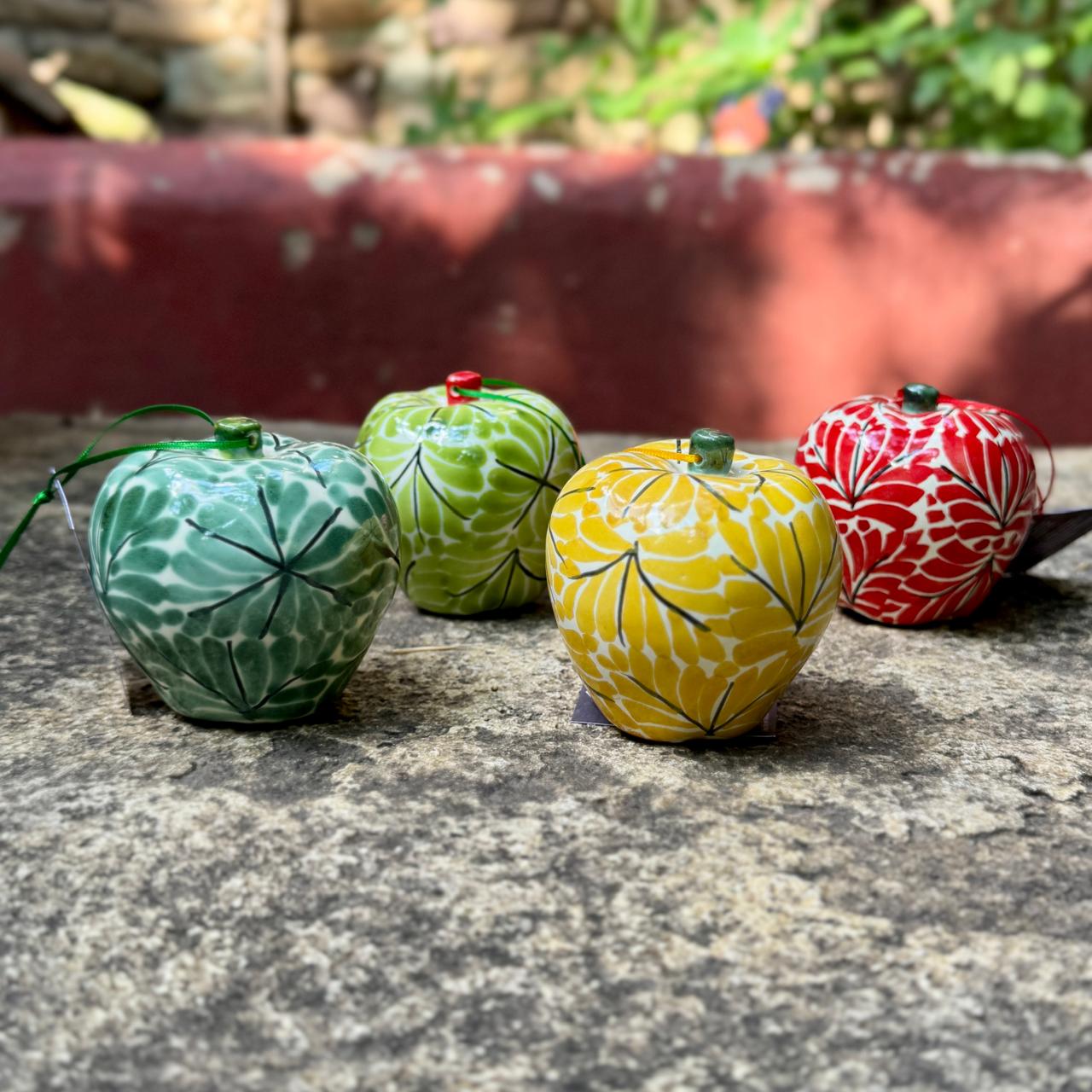 Ornament Apple 3D figure 3 in D x 3 in H Set of 4 MultiColors