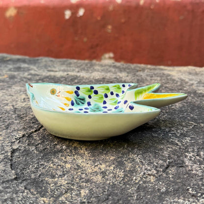 Plato para golondrinas pequeño Bird 6.1 X 4.1" Verde-Amarillo 