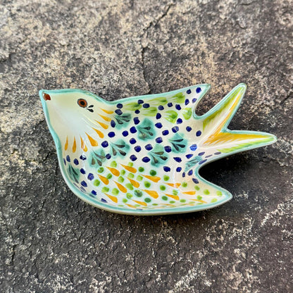 Plato para golondrinas pequeño Bird 6.1 X 4.1" Verde-Amarillo 