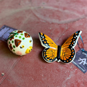 Ornament Pig and Butterfly Set of 2 MultiColors