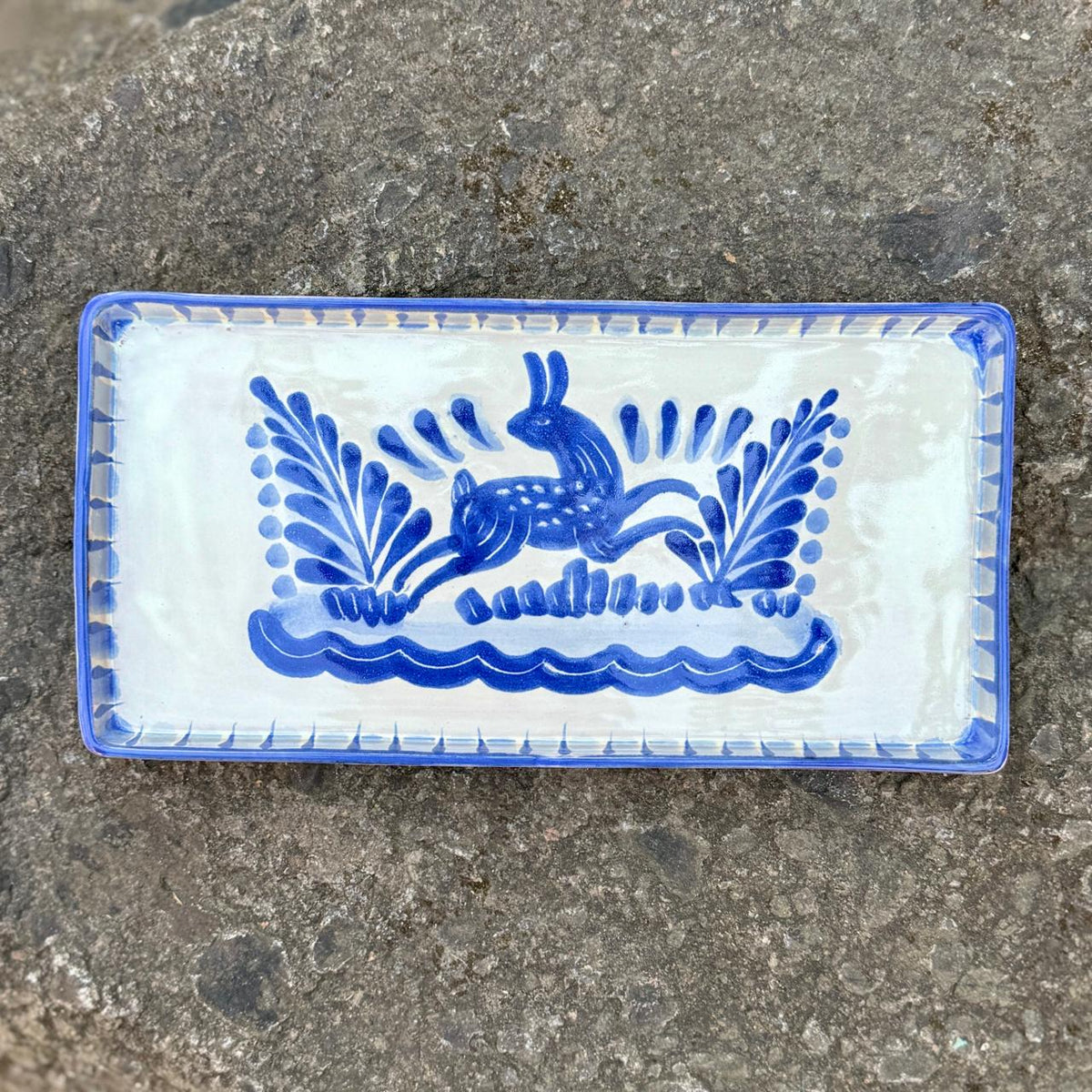Rabbit Rectangular Mini Tray 8.7*4.3 in Blue and White