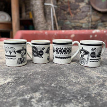 Catrina Coffee Mug Set of 4 pieces 12 to 14 Oz Black and White