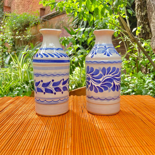 Juego de Crute de Aceite de Oliva 2.6 d X 6.2 "h Azul y blanco 