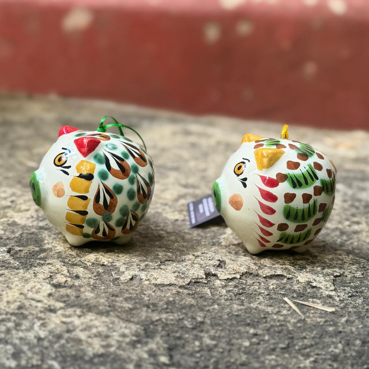 Ornament Pig 3D figure Set of 2 MultiColors