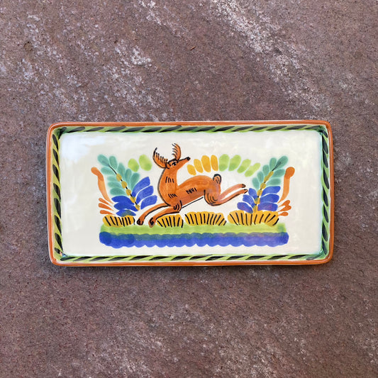Deer Rectangular Mini Tray 8.7*4.3 in Blue-Terracota Colors