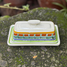 Butter Dish in Green-Terracota Colors