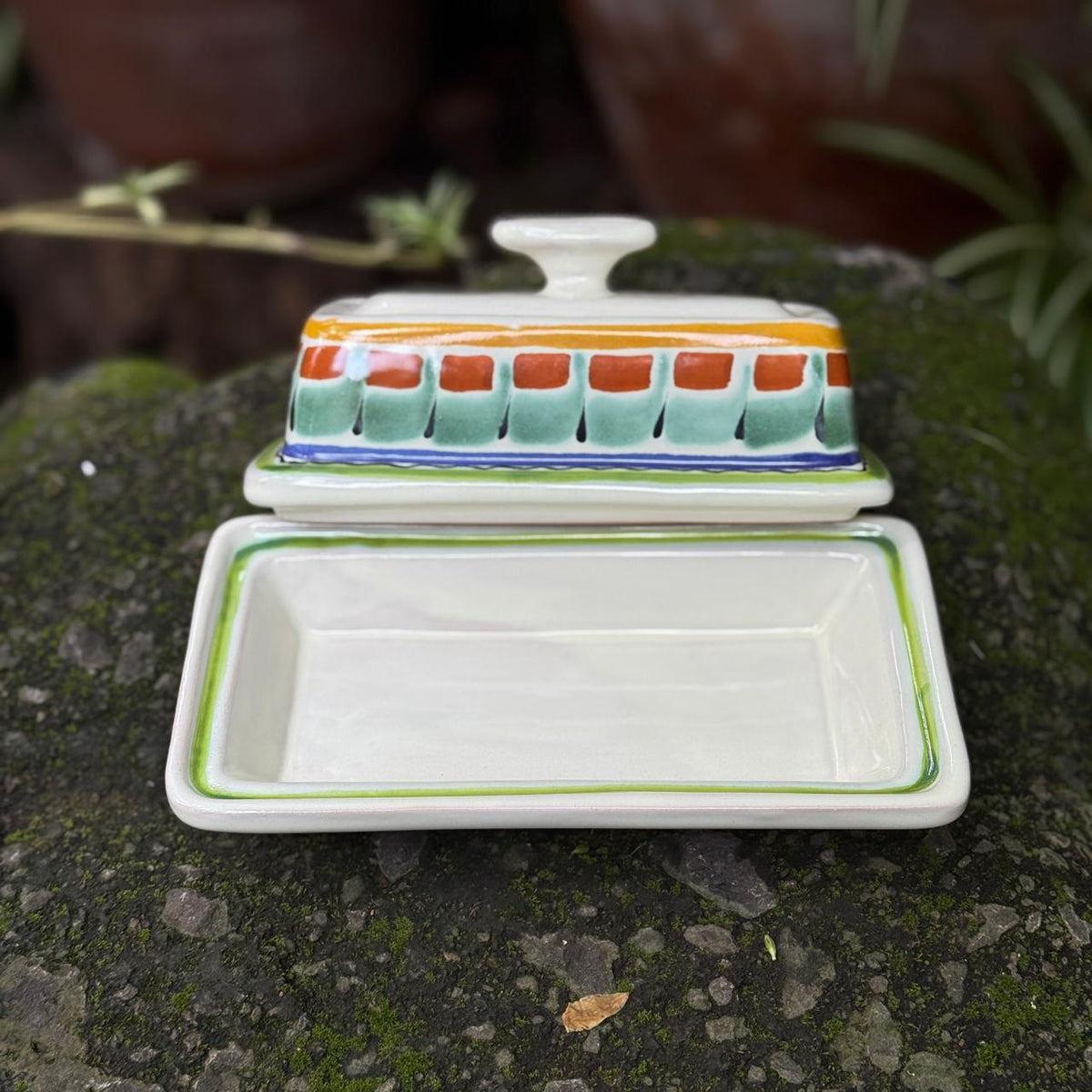 Mantequillera en colores Verde-Terracota 