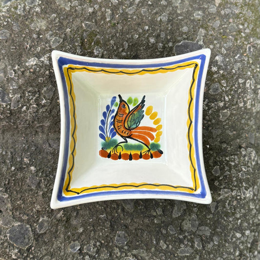 Bird Square footed saucer 5x5 in Multicolors