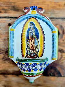 Lady Guadalupe Holy Water Fountain 7"H x 4.8 W MultiColors