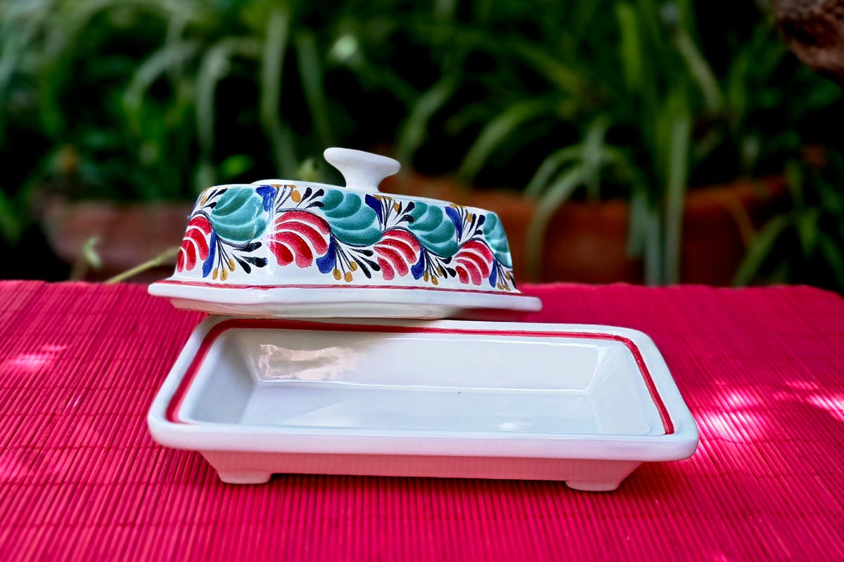 Set of Gravy Suacer & Butter Dish Christmas Colors
