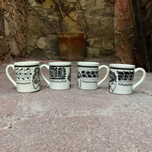 Catrina Coffee Mug Set of 4 pieces 12 to 14 Oz Black and White