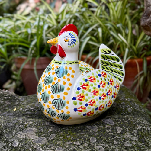 Chicken Figure Money Bank Yellow-Green-Terracota Colors