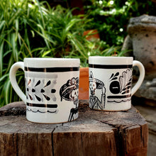 Catrina Coffee Mug Set of 2 pieces 12 to 14 Oz Black and White